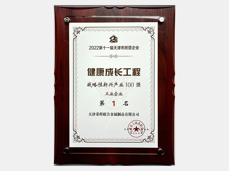 2022第十一屆天津市民營企業(yè)健康成長工程戰(zhàn)略性新興產(chǎn)業(yè)100強工業(yè)企業(yè)第1名